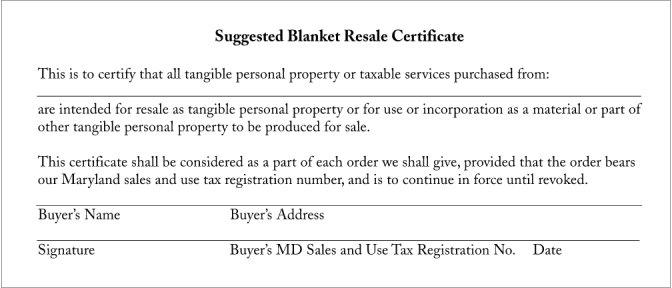 Resale Certificate Maryland ≡ Fill Out Printable PDF Forms Online