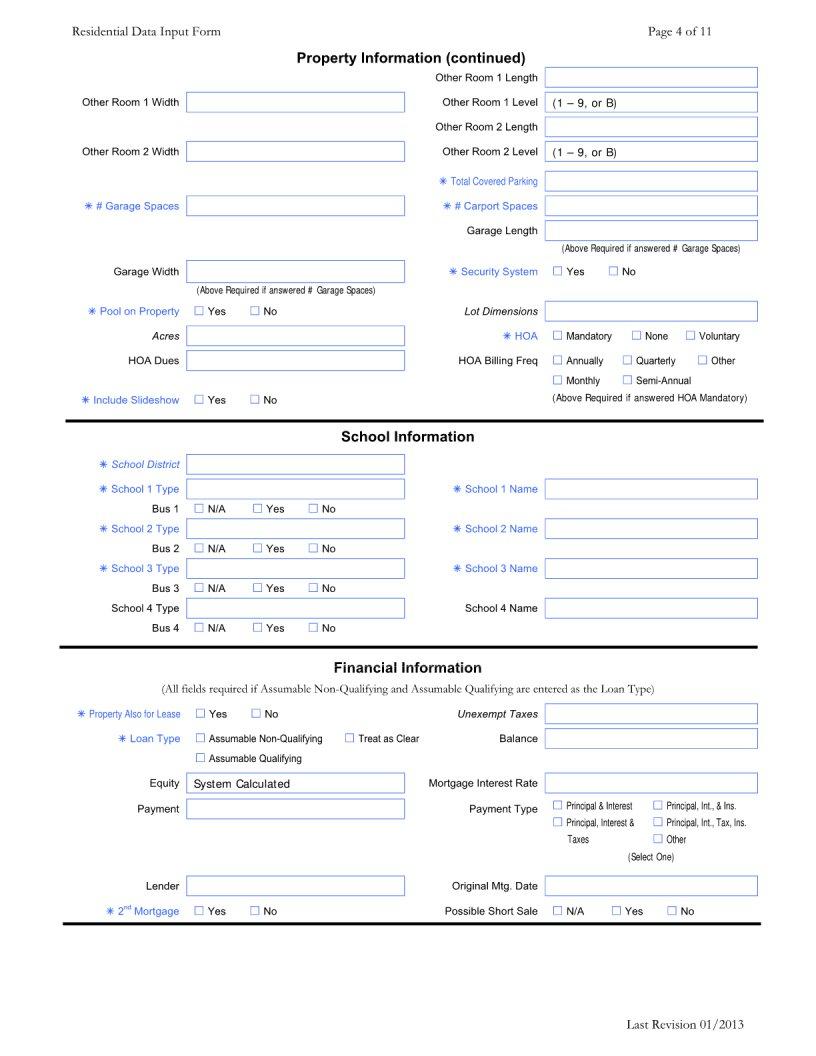 Printable Mls Input Form - Printable Forms Free Online