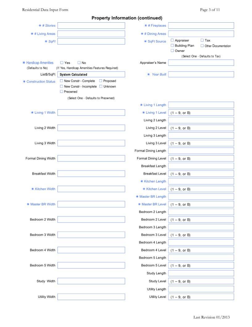 Residential Data Input Form ≡ Fill Out Printable PDF Forms Online