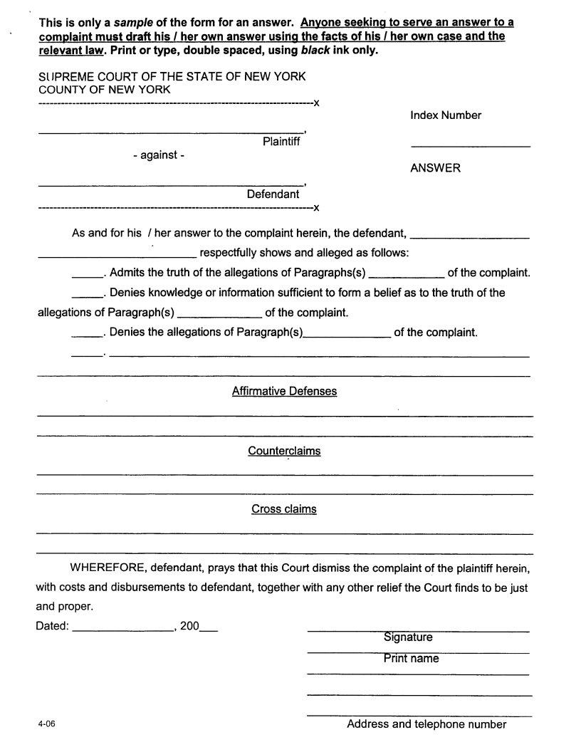 Response To A Summons Template ≡ Fill Out Printable PDF Forms Online