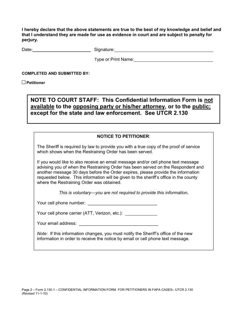 Restraining Order Notice Fill Out Printable PDF Forms Online