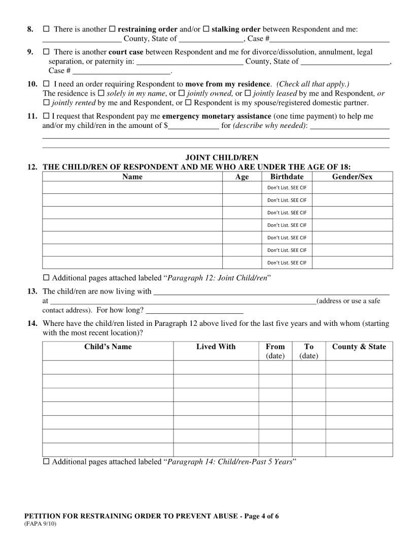 Restraining Order Notice Fill Out Printable PDF Forms Online