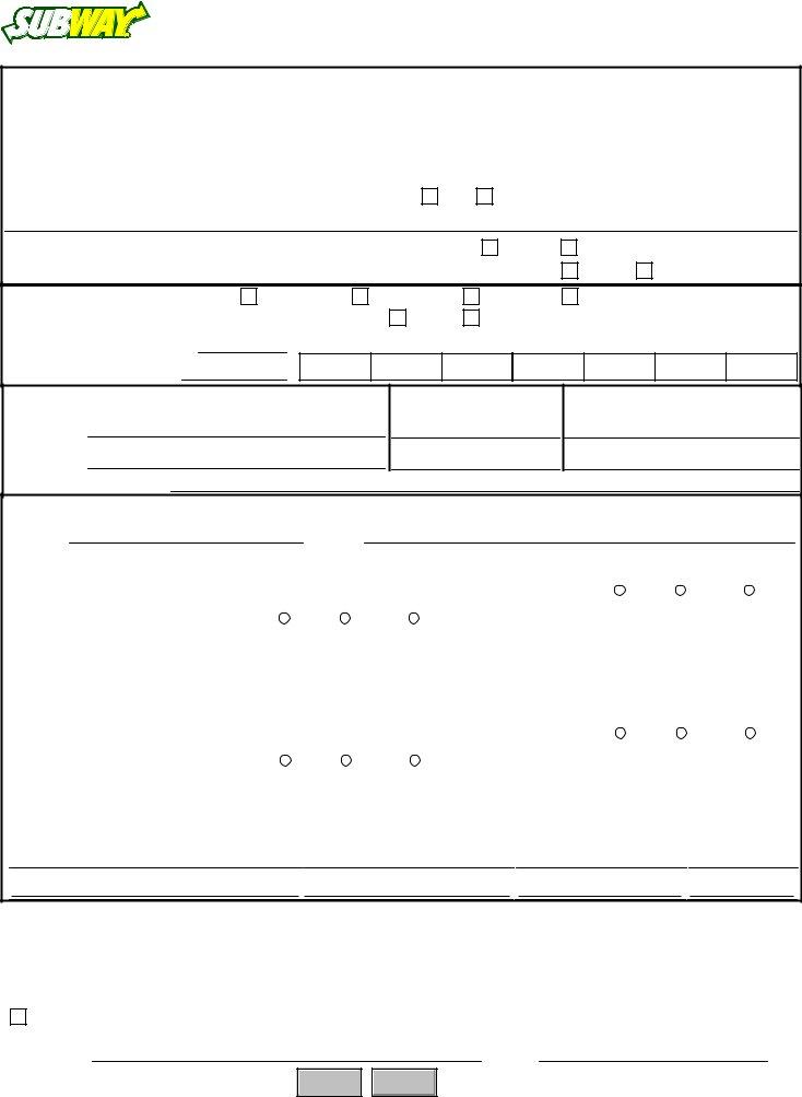 Subway Employment Application ≡ Fill Out Printable PDF Forms Online