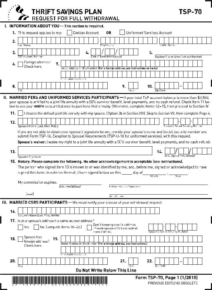 Tsp 70 Fill Out Printable PDF Forms Online