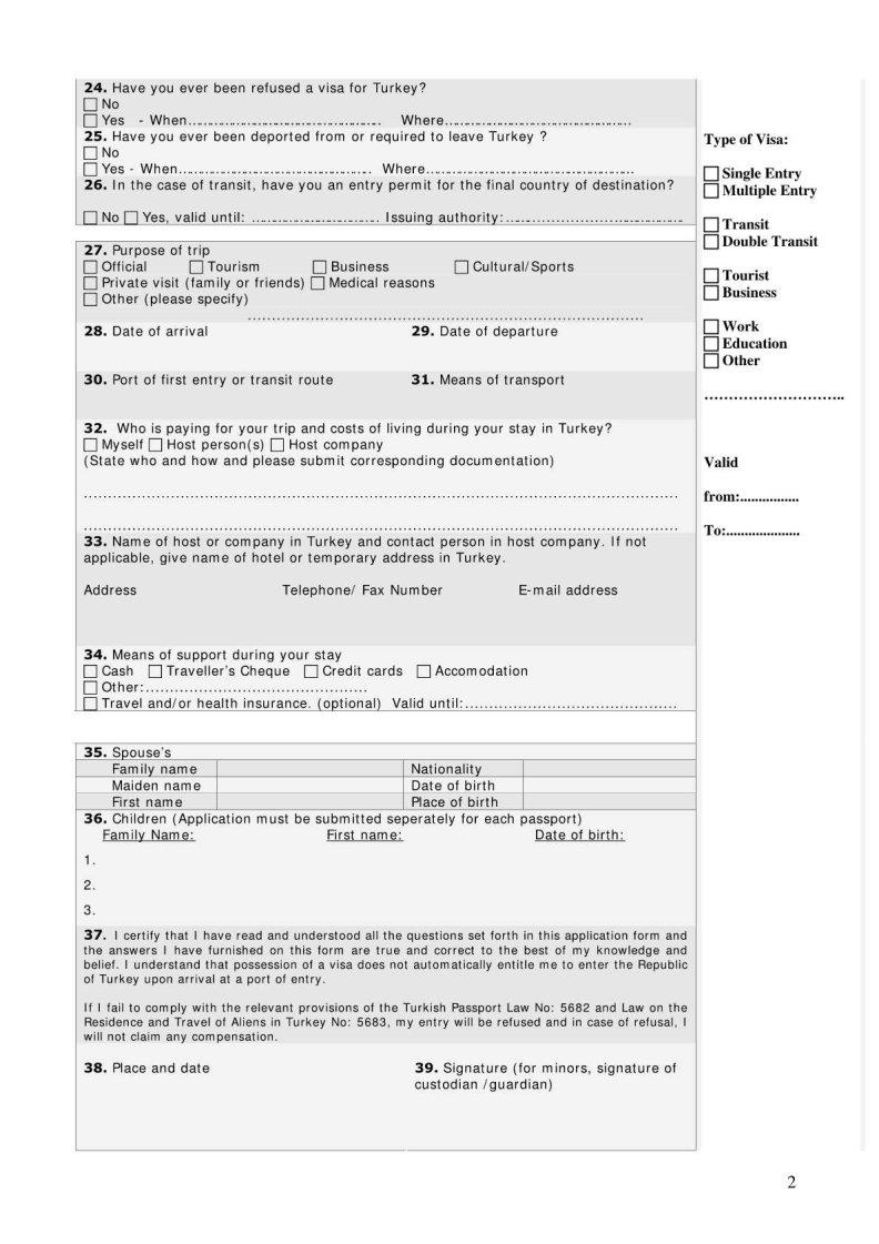 turkey visit visa application form for pakistani