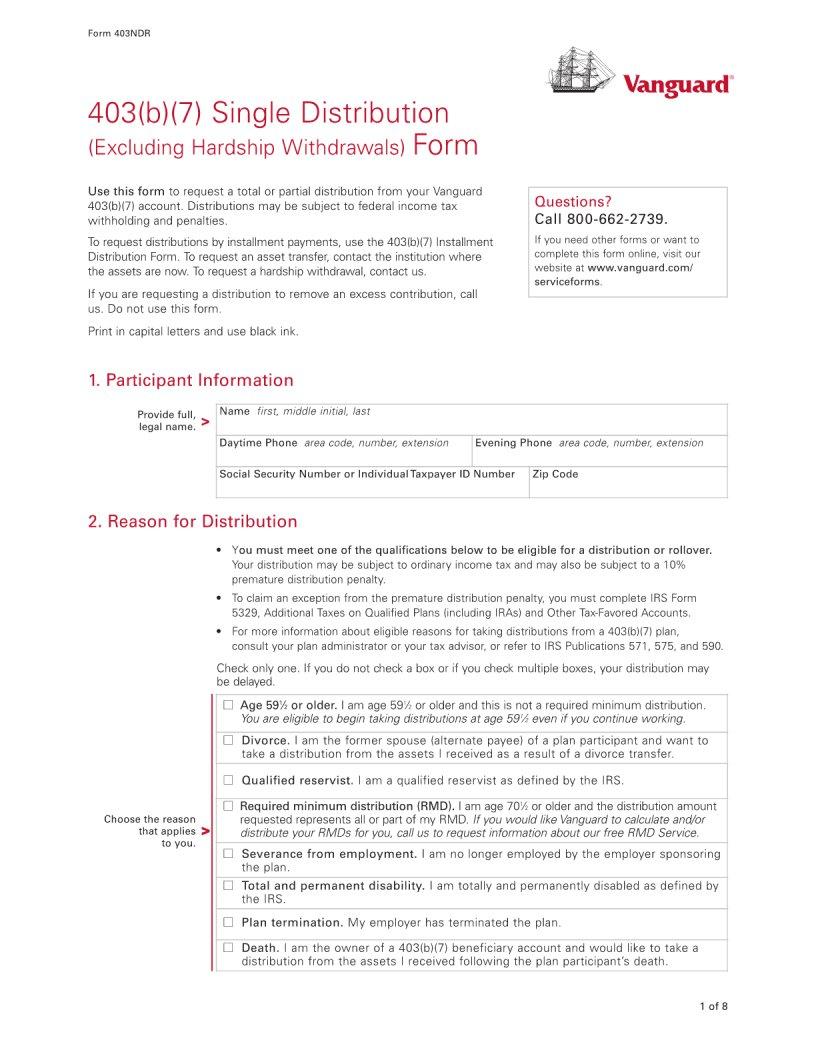 Vanguard 403 B Form ≡ Fill Out Printable PDF Forms Online