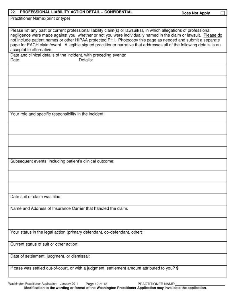 Wa Practitioner Application ≡ Fill Out Printable PDF Forms Online