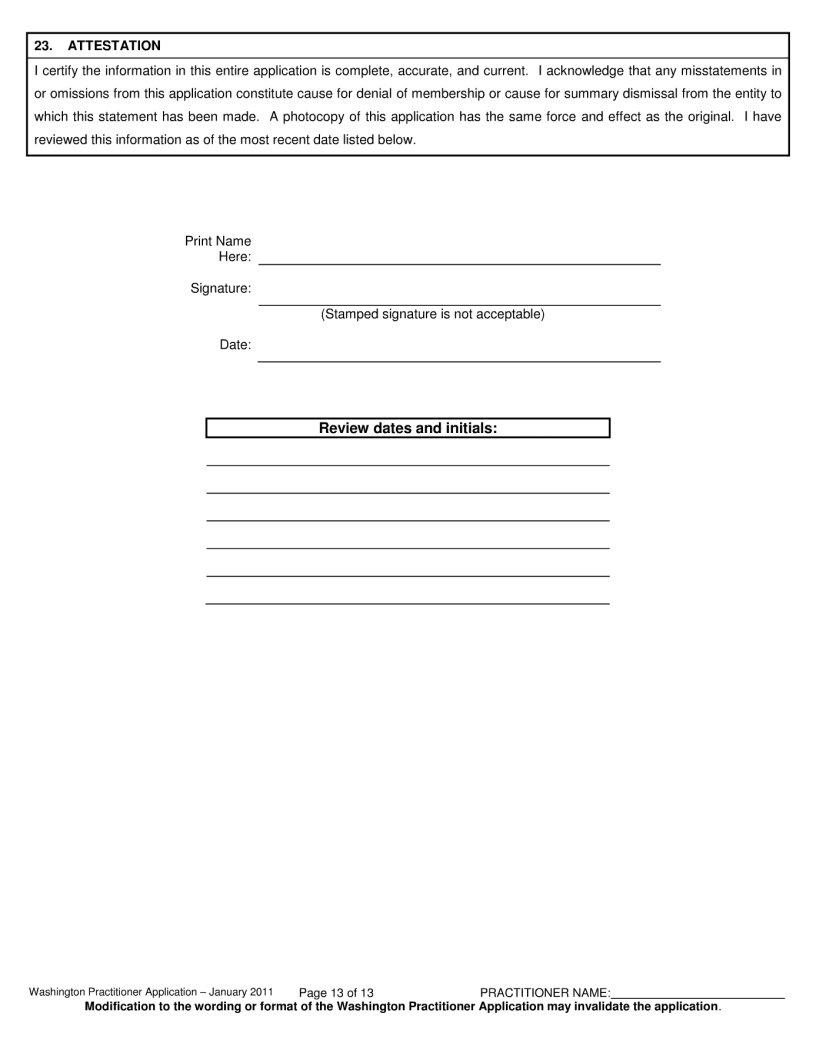 Wa Practitioner Application ≡ Fill Out Printable PDF Forms Online