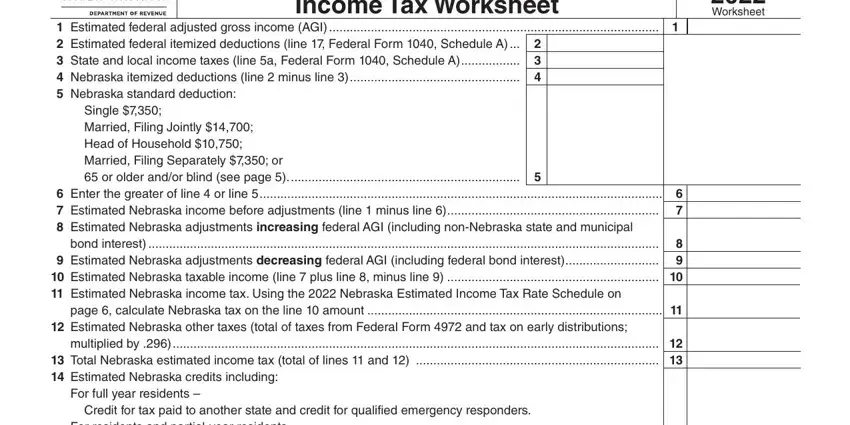 Step no. 1 for completing nebraska form estimated tax