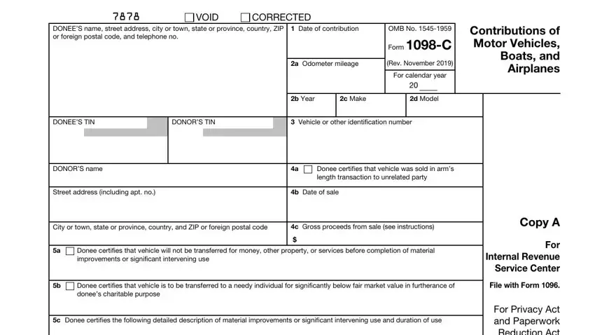 Tips to fill out form 1098c step 1