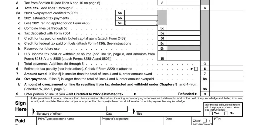 Writing section 2 of form 1120 f