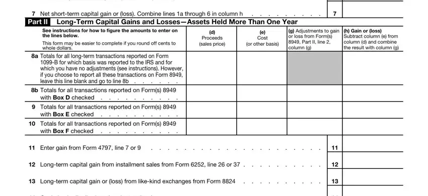 Step number 2 for submitting 1120 Schedule D Form