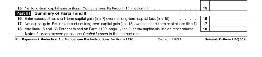 Filling out part 3 of 1120 Schedule D Form