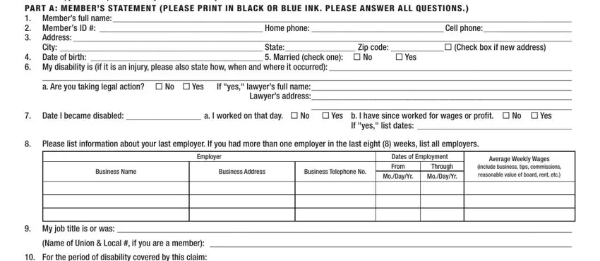 Filling in part 1 of disability application printable