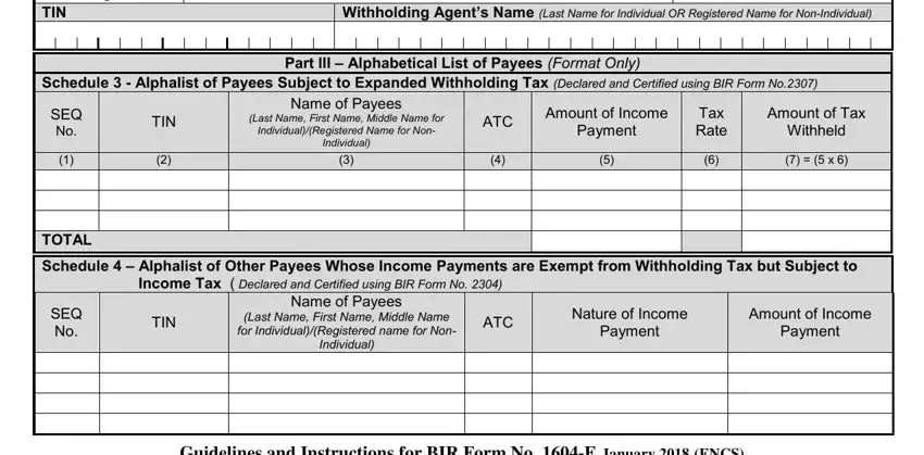 Filling in segment 4 of 1604e annual