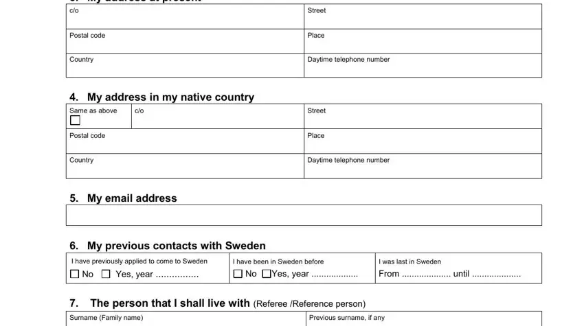 Part number 3 of completing sweden address form