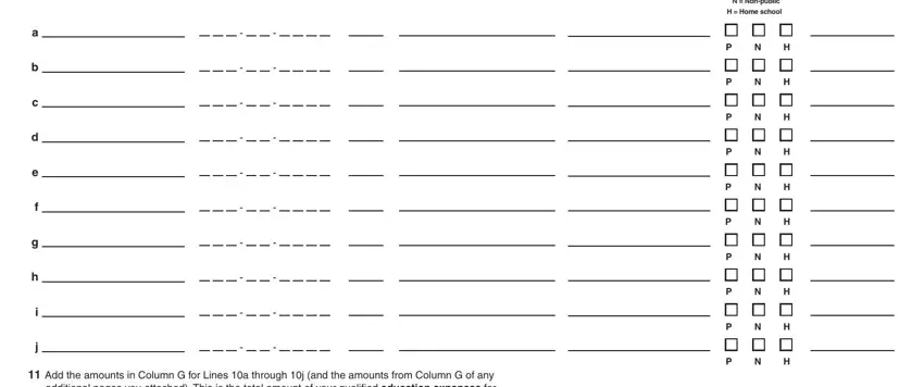 h i j  Add the amounts in Column G, b c d e f g, and  Complete the following inside department icr information