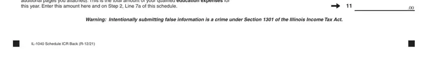 h i j  Add the amounts in Column G, IL Schedule ICR Back R, and Warning Intentionally submitting inside department icr information