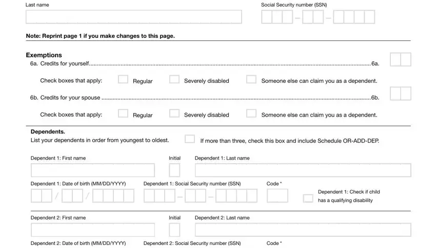 Filling out section 3 of form or 40