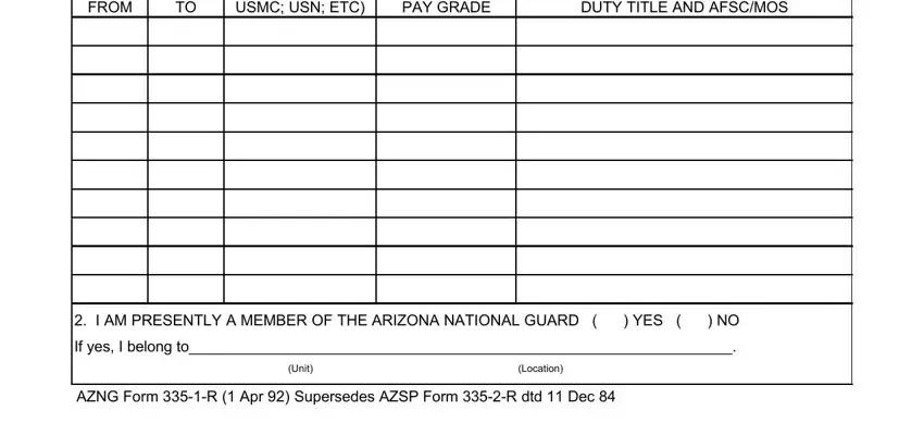 military r arizona writing process outlined (step 2)