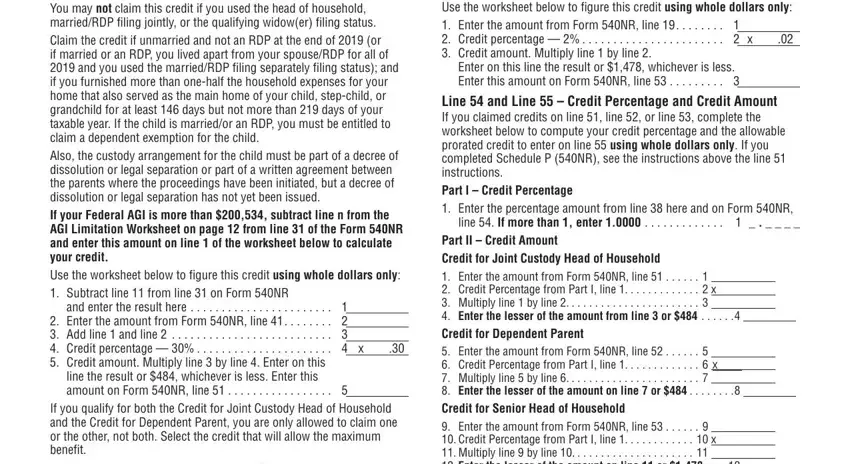 The way to complete california form 540 nr tax step 4