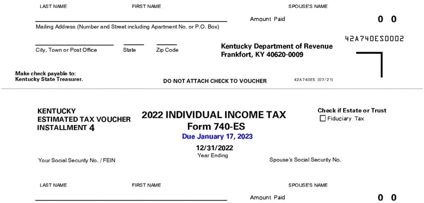 State, Due January  , and KENTUCKY ESTIMATED TAX VOUCHER of kentucky estimated