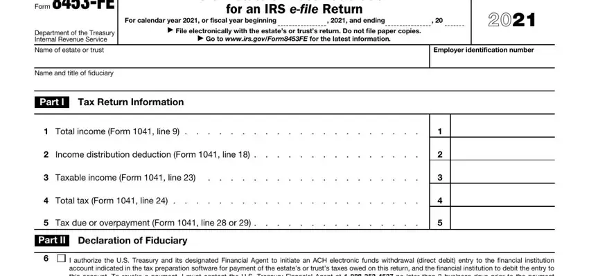 Part no. 1 of submitting form irs f 8453