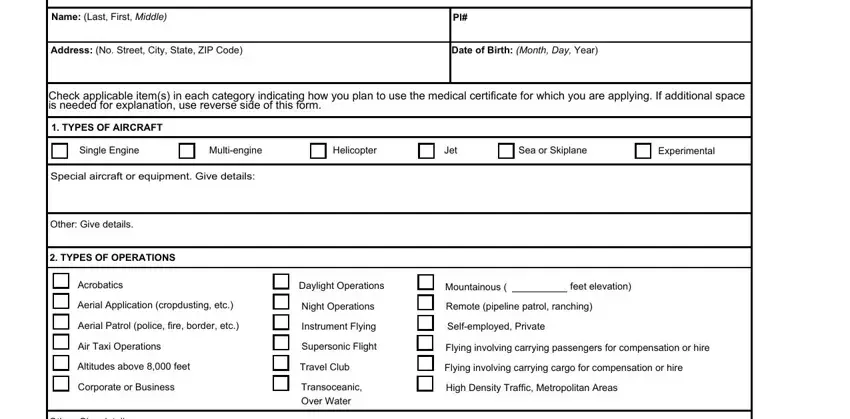 Filling out segment 1 of 8500 operational faa8500 form