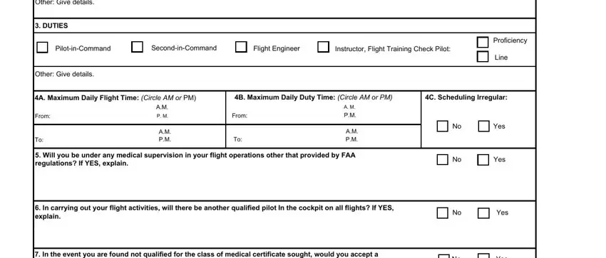 The way to fill in 8500 operational faa8500 form step 2