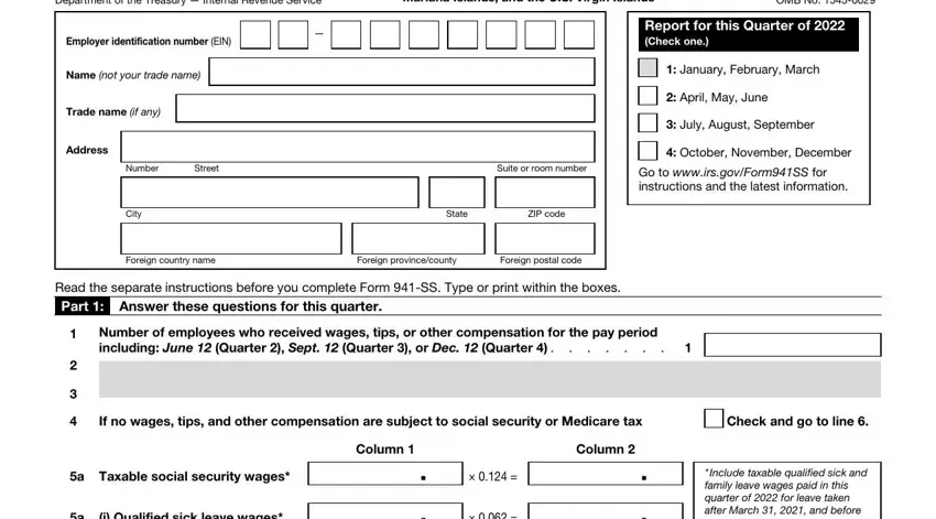 The best ways to fill in Form 941-SS (Rev. June 2021). Employer's Quarterly Federal Tax Return American Samoa part 1