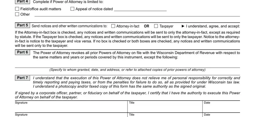 Filling in segment 2 of wisconsin powerr of attorney a 222 fill in
