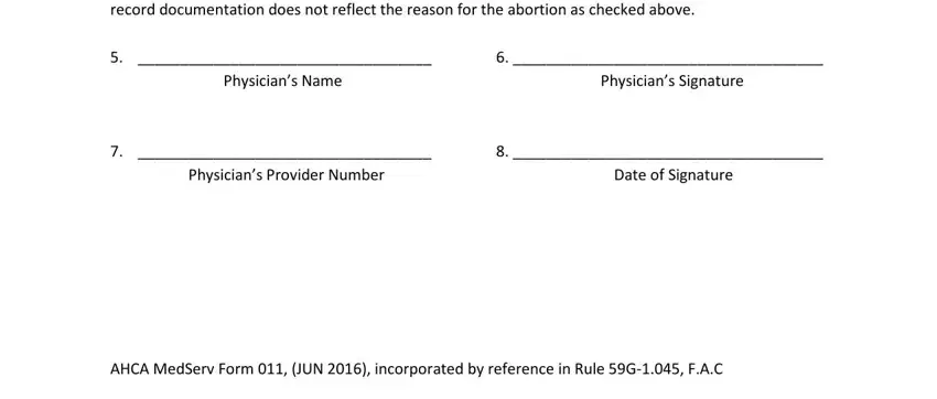 Date of Signature, AHCA MedServ Form  JUN , and record documentation does not of fl abortion form