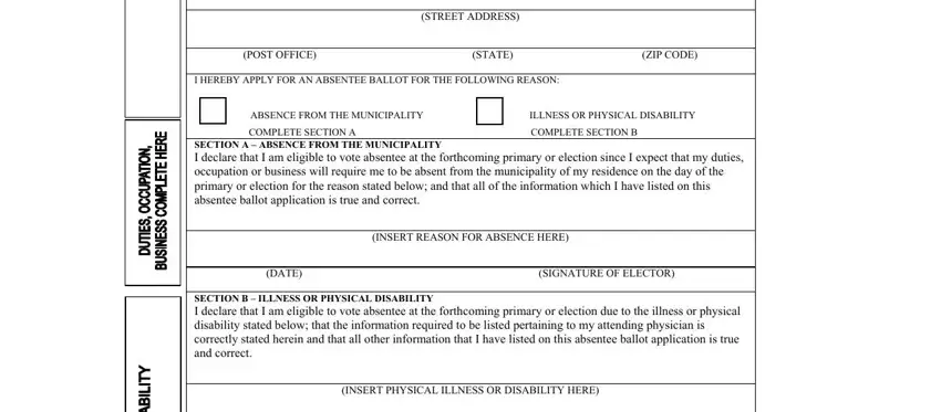 Step number 2 for filling out luzerne county absentee ballot