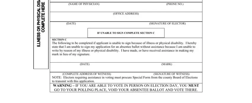 Completing segment 3 in luzerne county absentee ballot