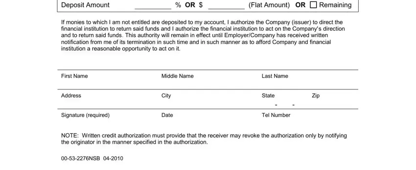 Remaining, Employer Address I we authorize, and NSB  of non federal direct deposit enrollment request form