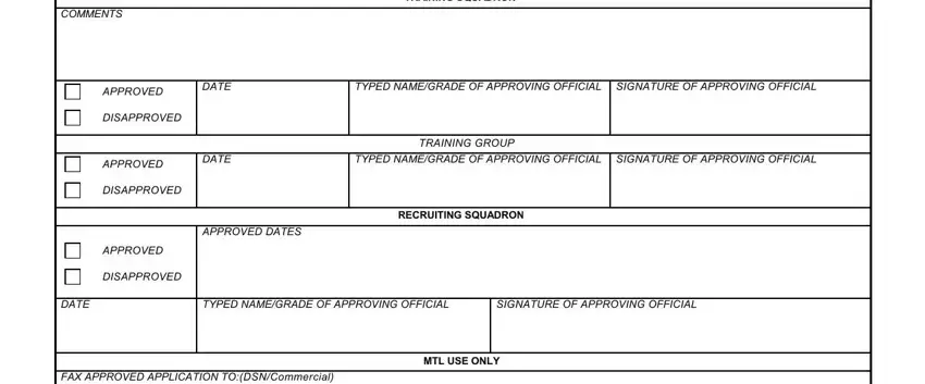 Stage # 2 for filling in air force rap form 1327