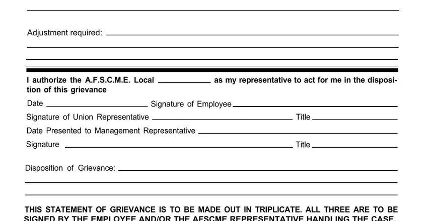 Stage no. 2 for submitting afscme grievience search