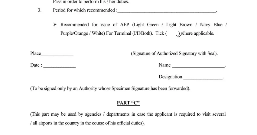 How to fill out airport entry pass stage 5