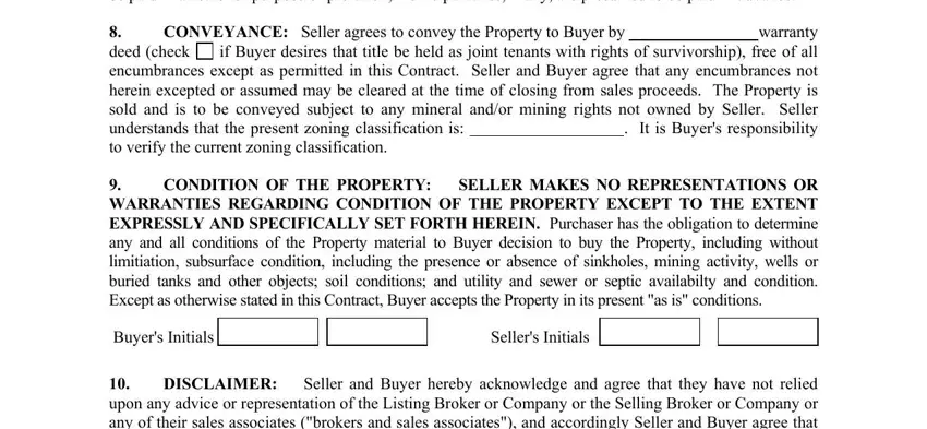 Filling in part 4 of land sale agreement