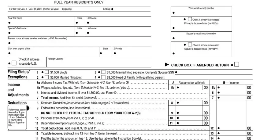 Find out how to fill out alabama form 40 portion 1