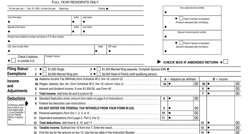 Alabama State Tax Return 40a Pdf Form Formspal 6864