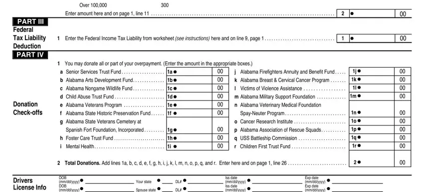 Step no. 4 for filling out alabama form 40