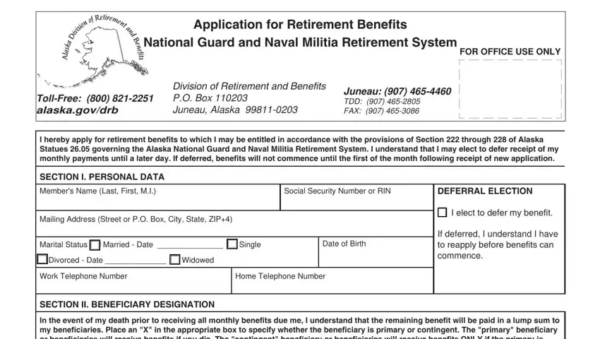 Step number 1 of filling in Alaska Form 02 1890