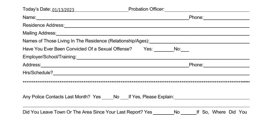 Filling out part 1 of probation paperwork