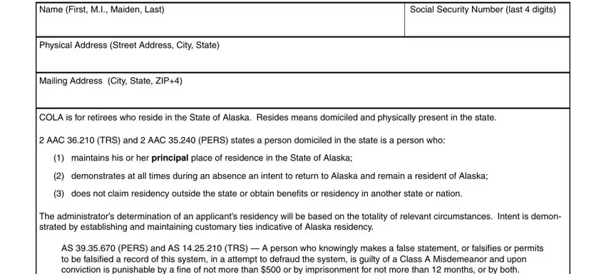 How you can fill in Alaska Form Gen020 part 1