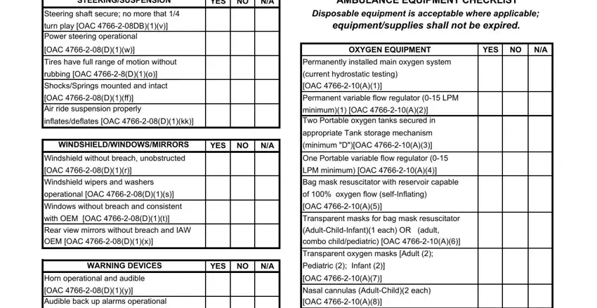 A way to fill in ambulance checklist pdf portion 4