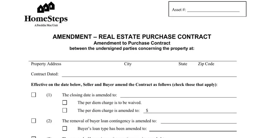 Filling out segment 1 of real estate ammendment forms