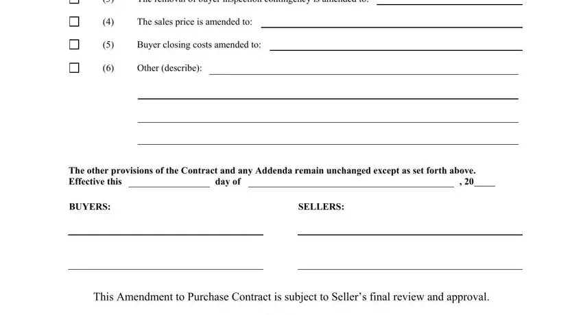Part no. 2 of completing real estate ammendment forms