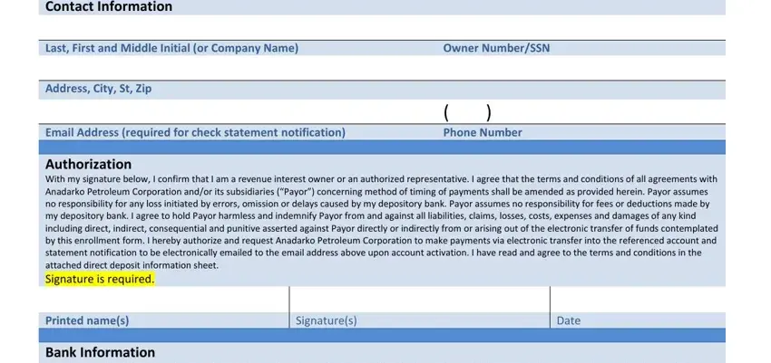 Find out how to fill out Anadarko Deposit Enrollment Form portion 1