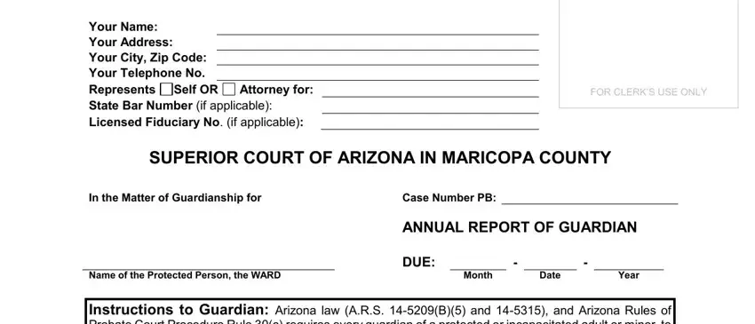 Completing section 1 in arizona annual guardianship
